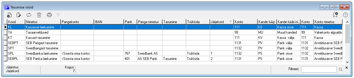 Tasumise viiside register