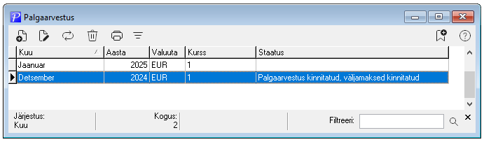 Palgaarvestuse register